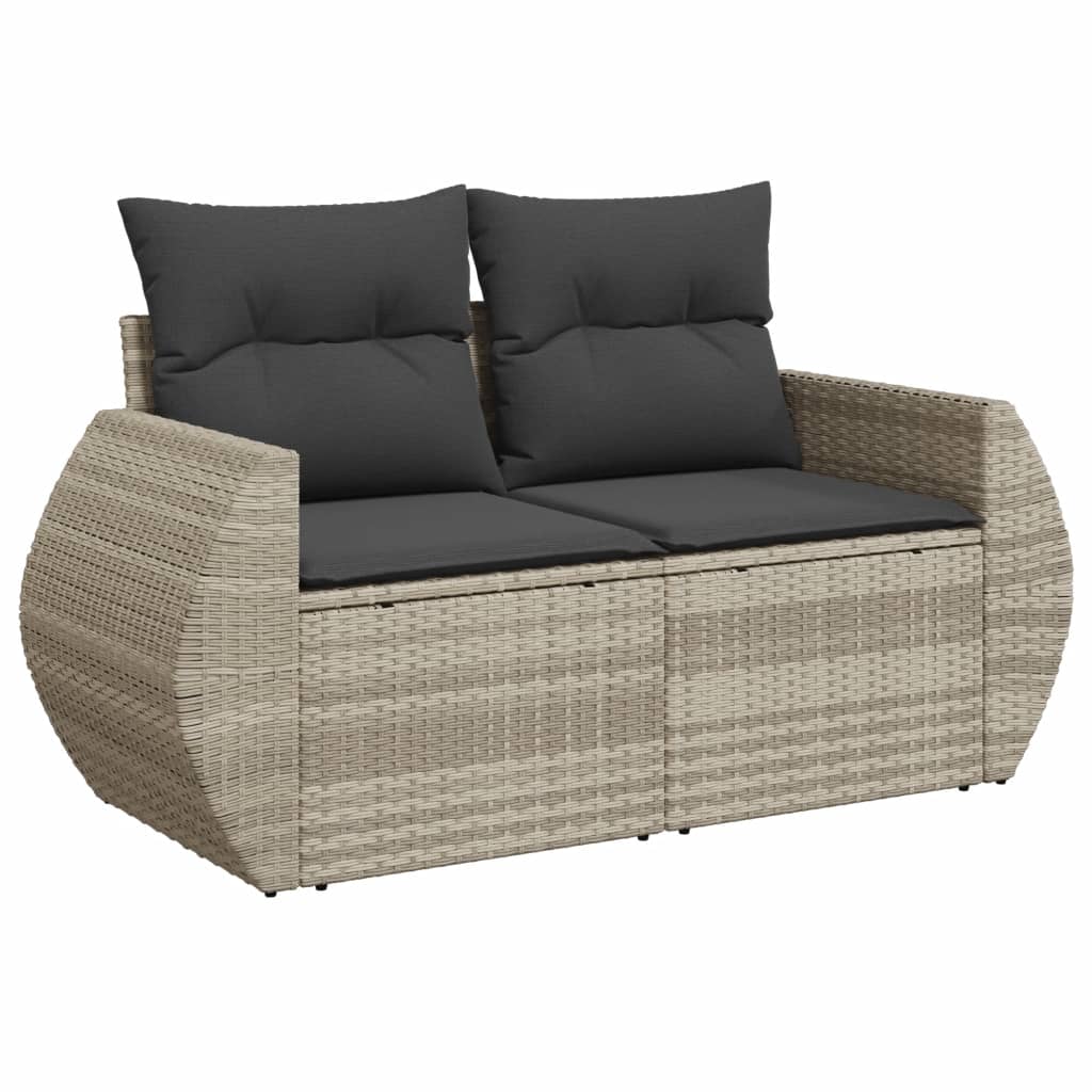 10-dijelni set vrtnih sofa poliratan s jastucima svijetlosivi