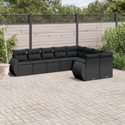 9-dijelni set vrtnih sofa s jastucima crni od poliratana