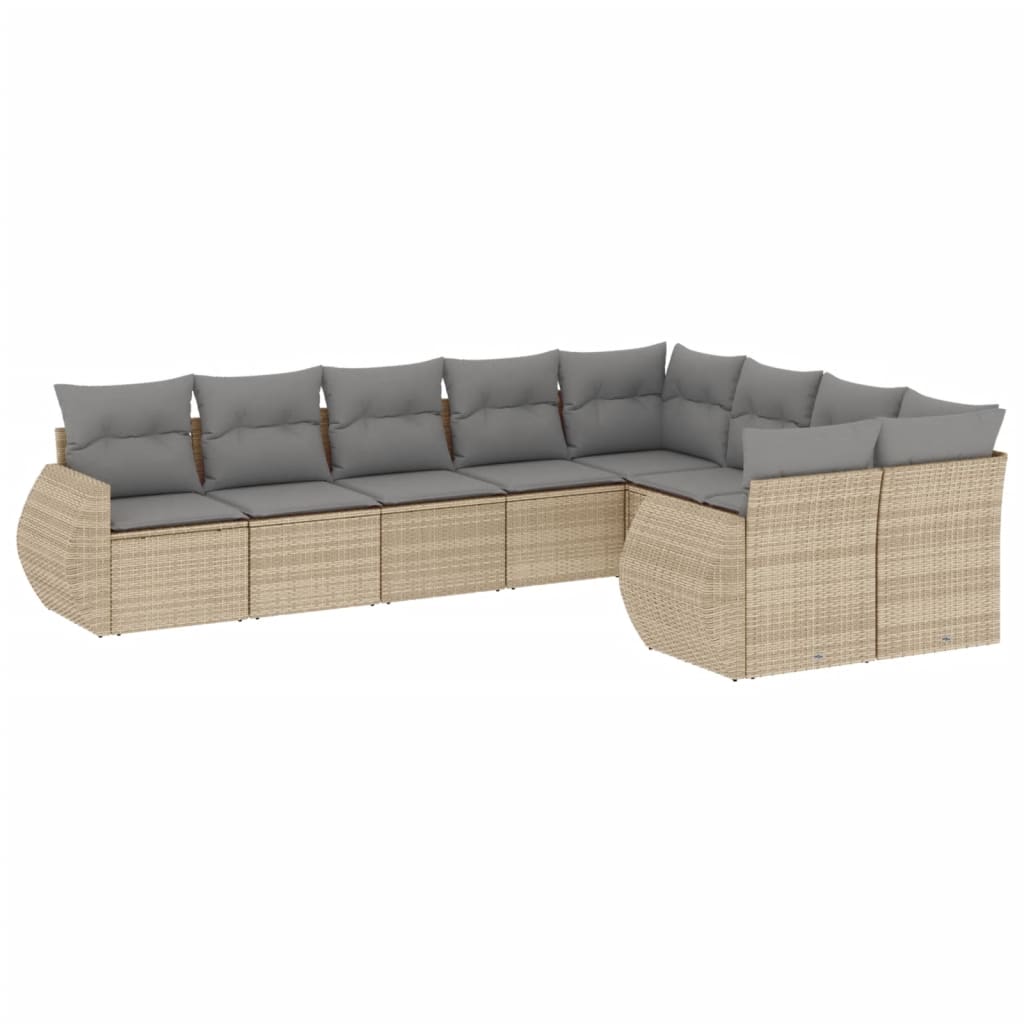 9-dijelni set vrtnih sofa s jastucima bež od poliratana