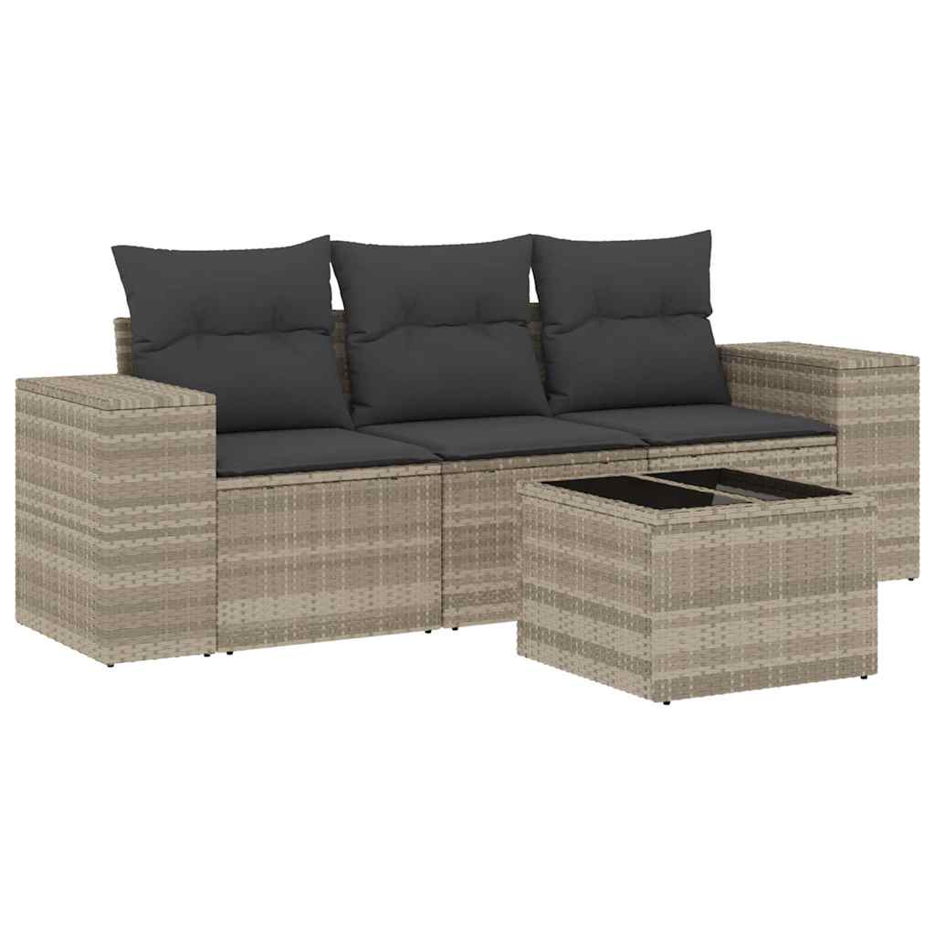 4-dijelni set vrtnih sofa s jastucima svijetlosivi poliratan