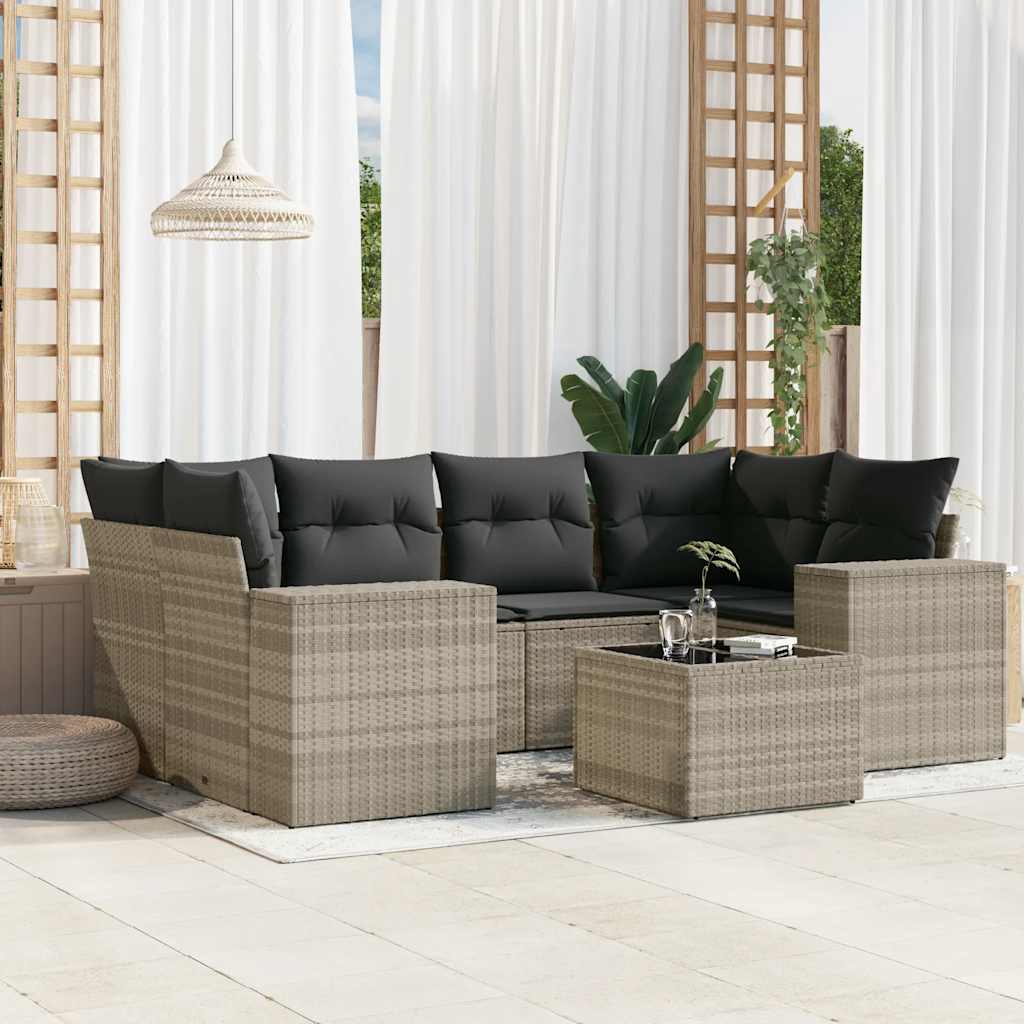 7-dijelni set vrtnih sofa svjetlosivi od poliratana