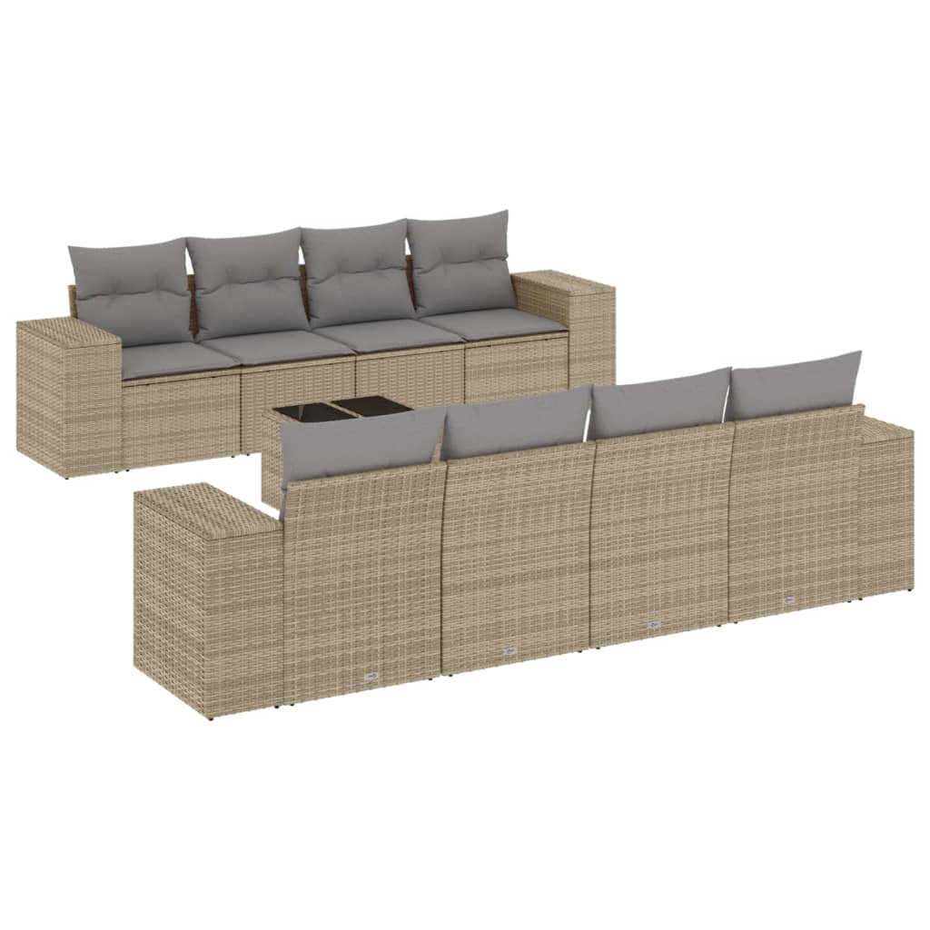 9-dijelni set vrtnih sofa s jastucima bež od poliratana