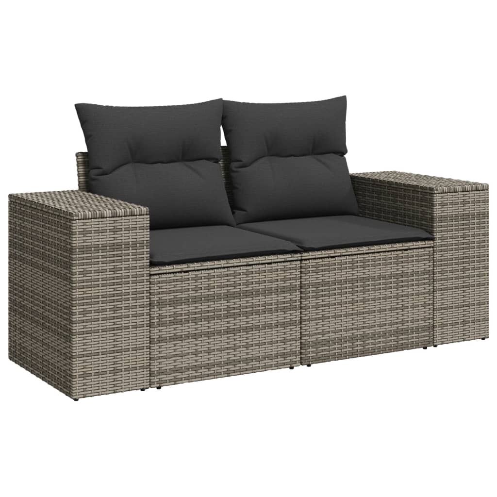 9-dijelni set vrtnih sofa od poliratana s jastucima sivi
