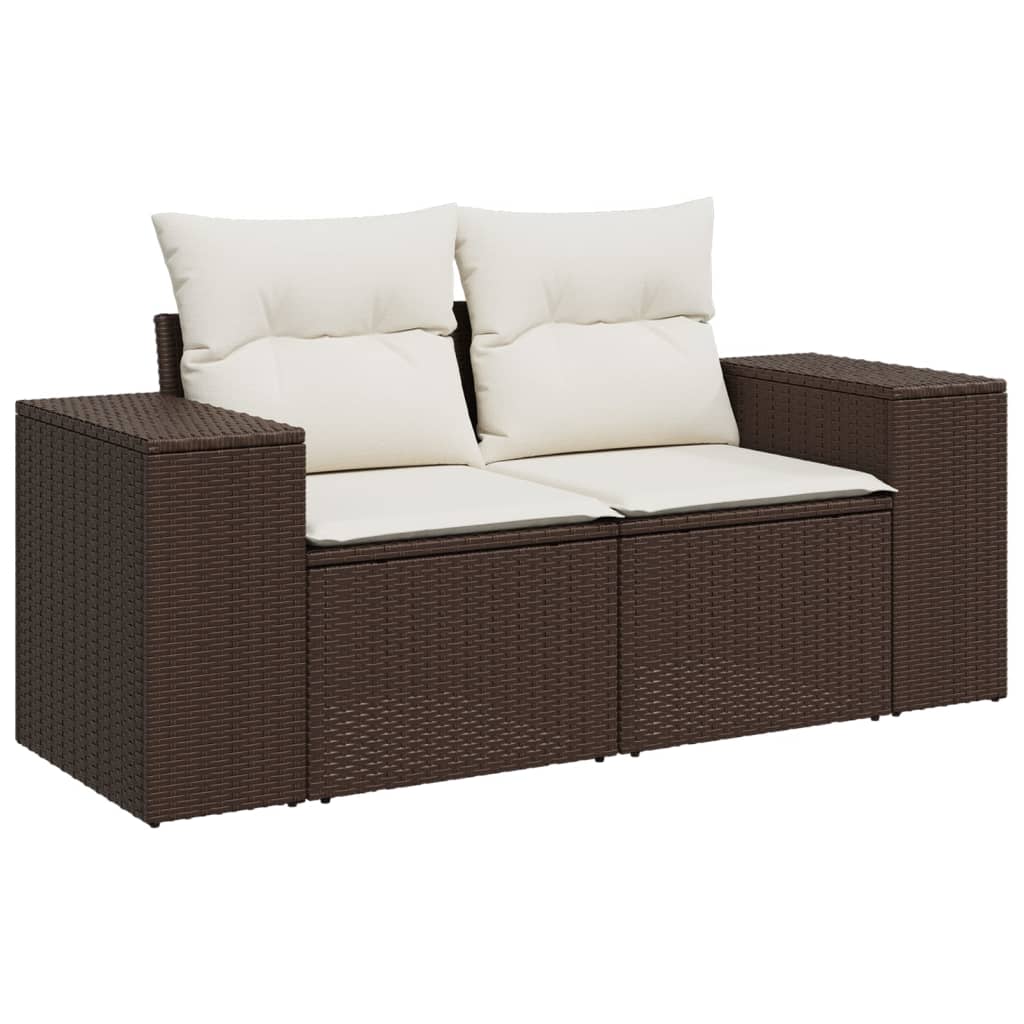 9-dijelni set vrtnih sofa s jastucima poliratan smeđi