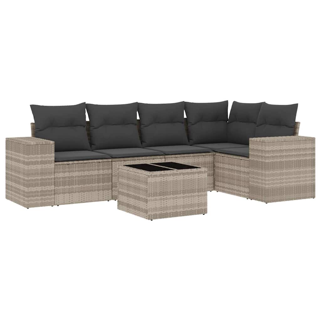 6-dijelni set vrtnih sofa od poliratana s jastucima svjetlosivi