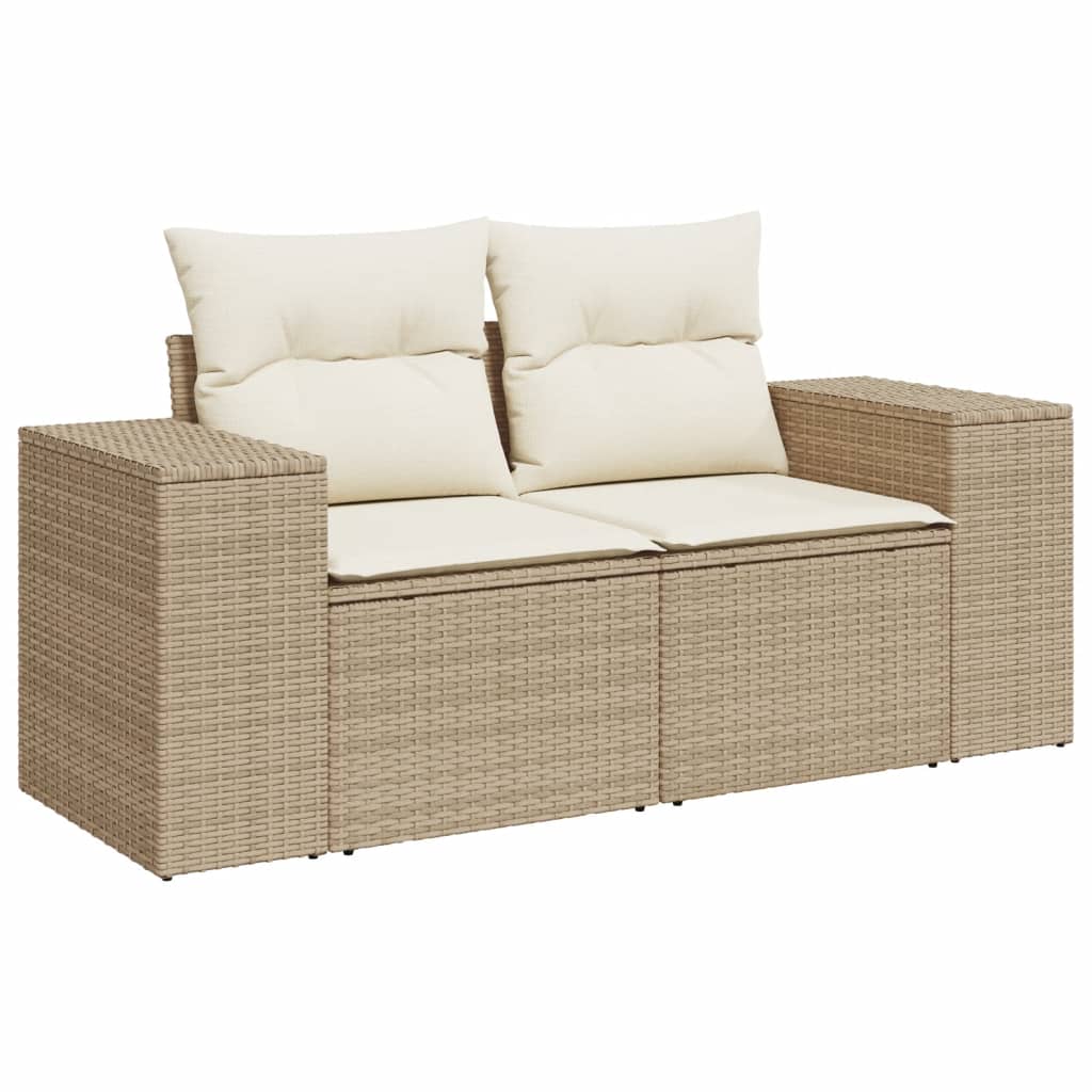 5-dijelni vrtni set sofa s jastucima bež od poliratana
