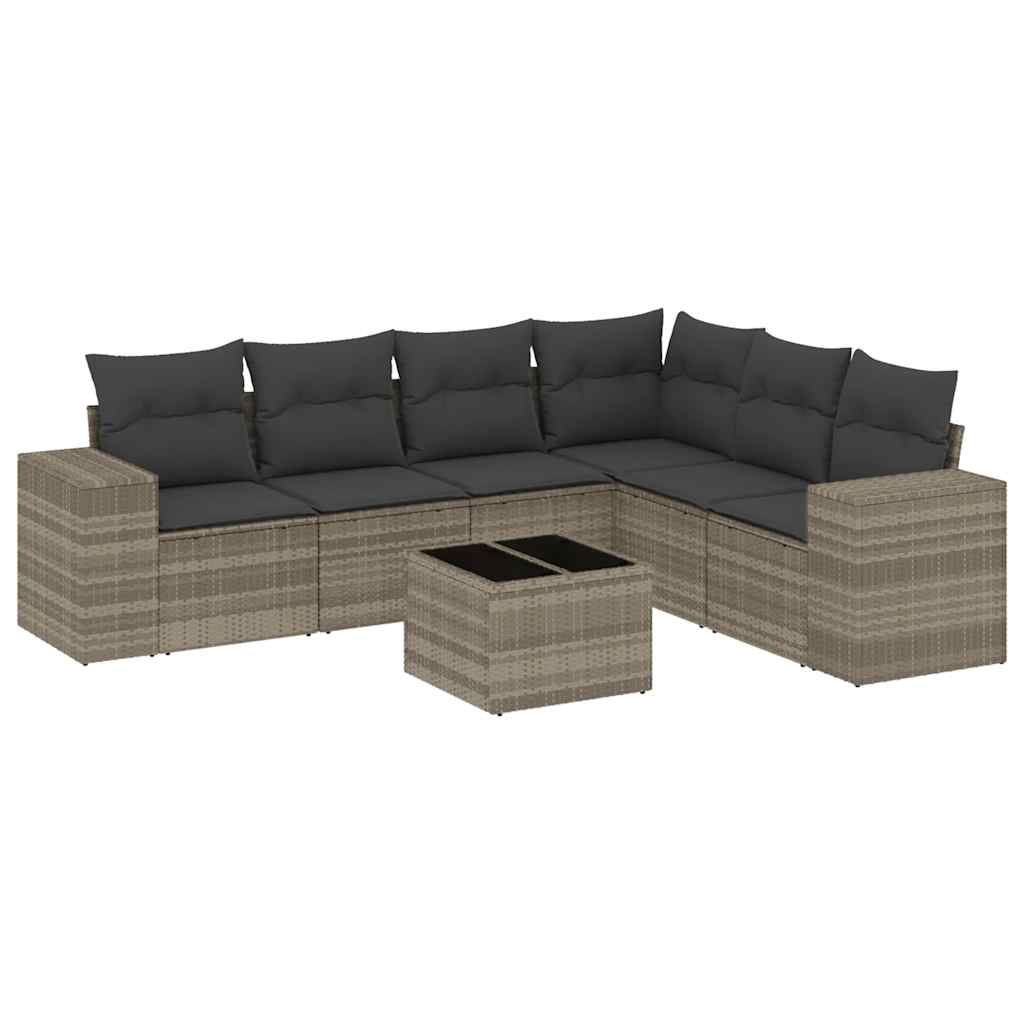 7-dijelni set vrtnih sofa svjetlosivi od poliratana