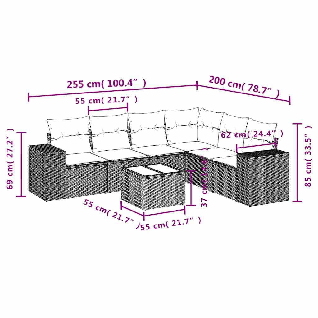 7-dijelni set vrtnih sofa svjetlosivi od poliratana
