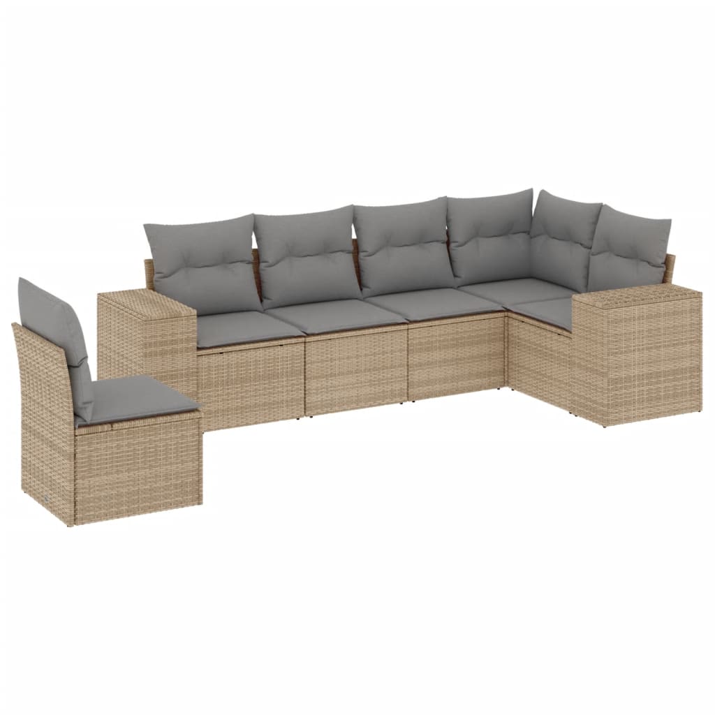 6-dijelni set vrtnih sofa s jastucima bež od poliratana