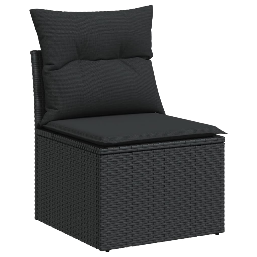 7-dijelni set vrtnih sofa od poliratana s jastucima crni