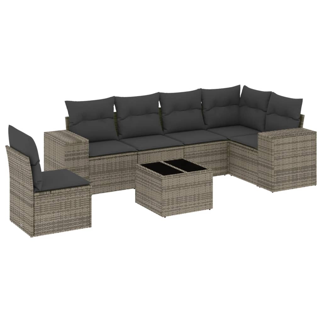 7-dijelni set vrtnih sofa sivi od poliratana
