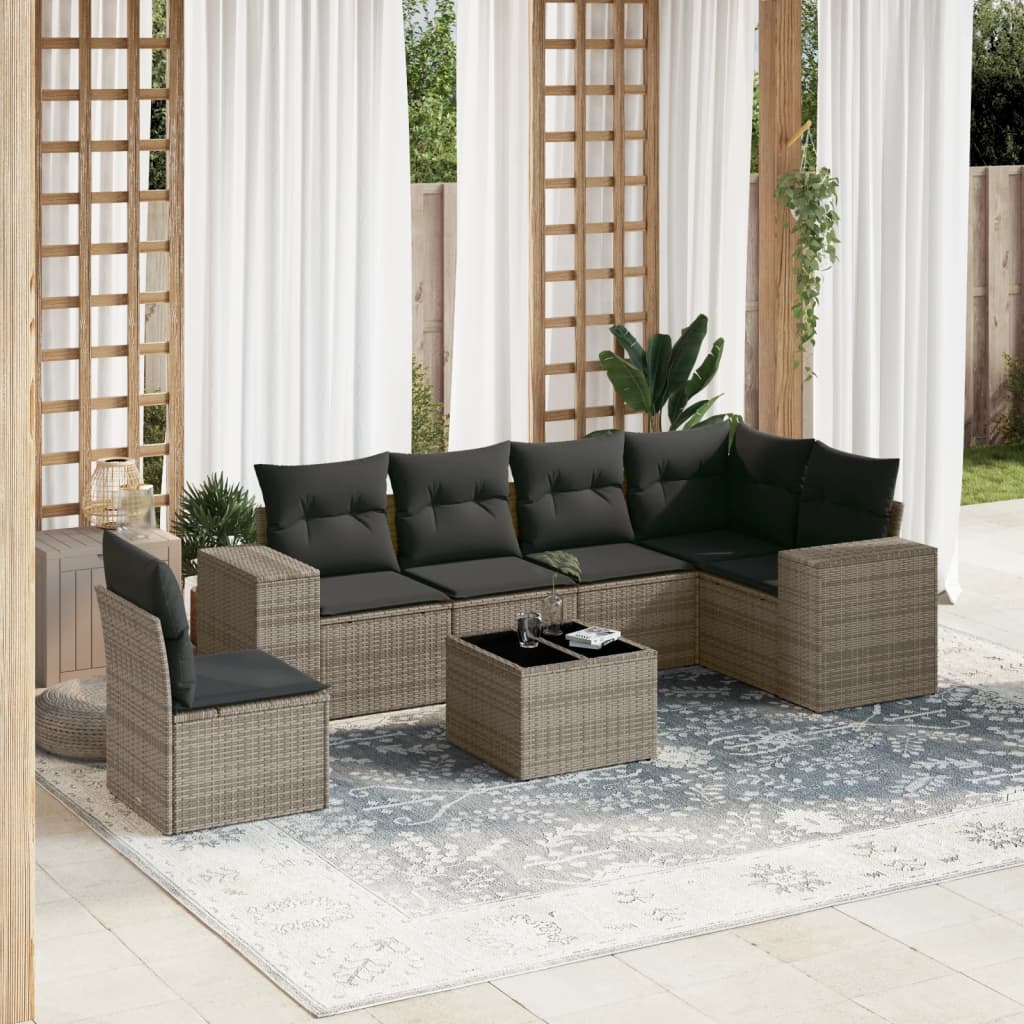 7-dijelni set vrtnih sofa sivi od poliratana