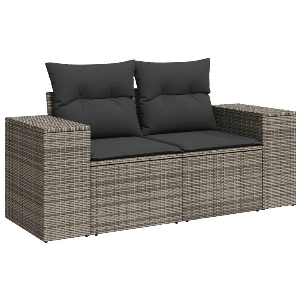 8-dijelni set vrtnih sofa od poliratana s jastucima sivi