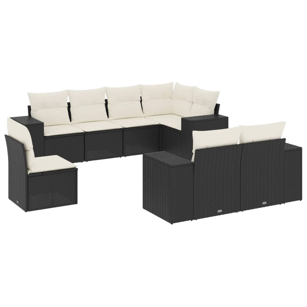 8-dijelni set vrtnih sofa od poliratana s jastucima crni