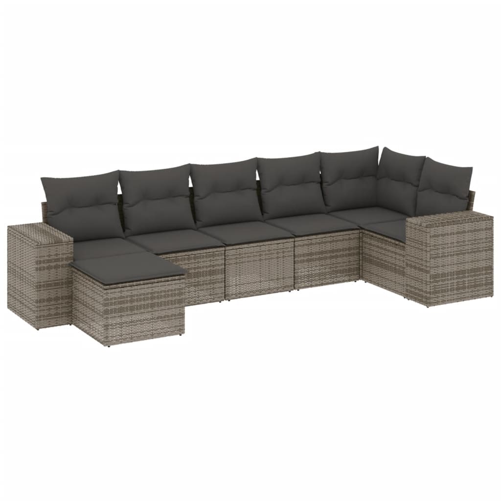 7-dijelni set vrtnih sofa sivi od poliratana