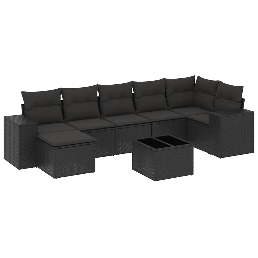 8-dijelni set vrtnih sofa od poliratana s jastucima crni