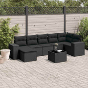 8-dijelni set vrtnih sofa od poliratana s jastucima crni
