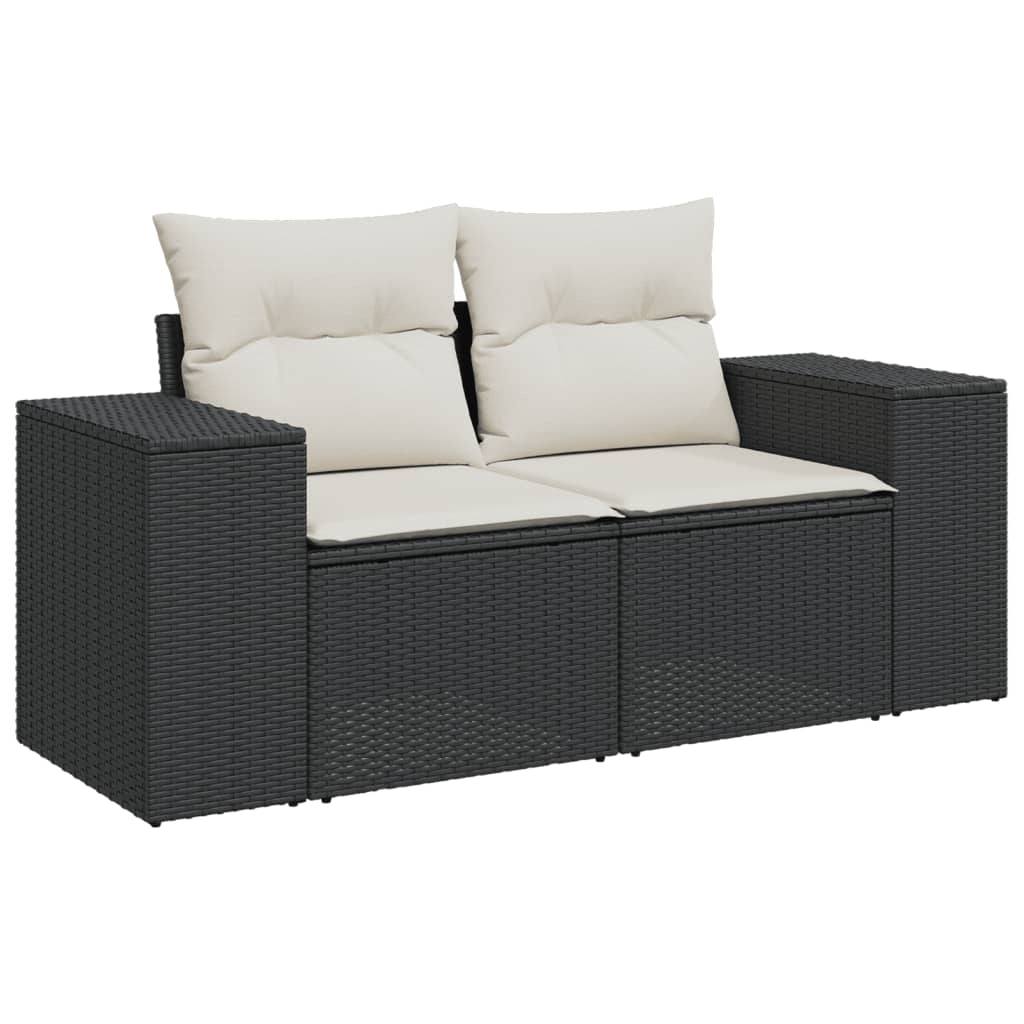 8-dijelni set vrtnih sofa od poliratana s jastucima crni