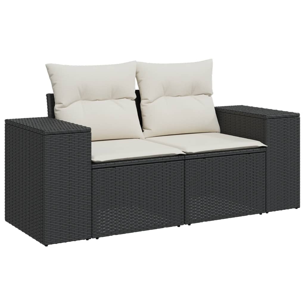 8-dijelni set vrtnih sofa od poliratana s jastucima crni