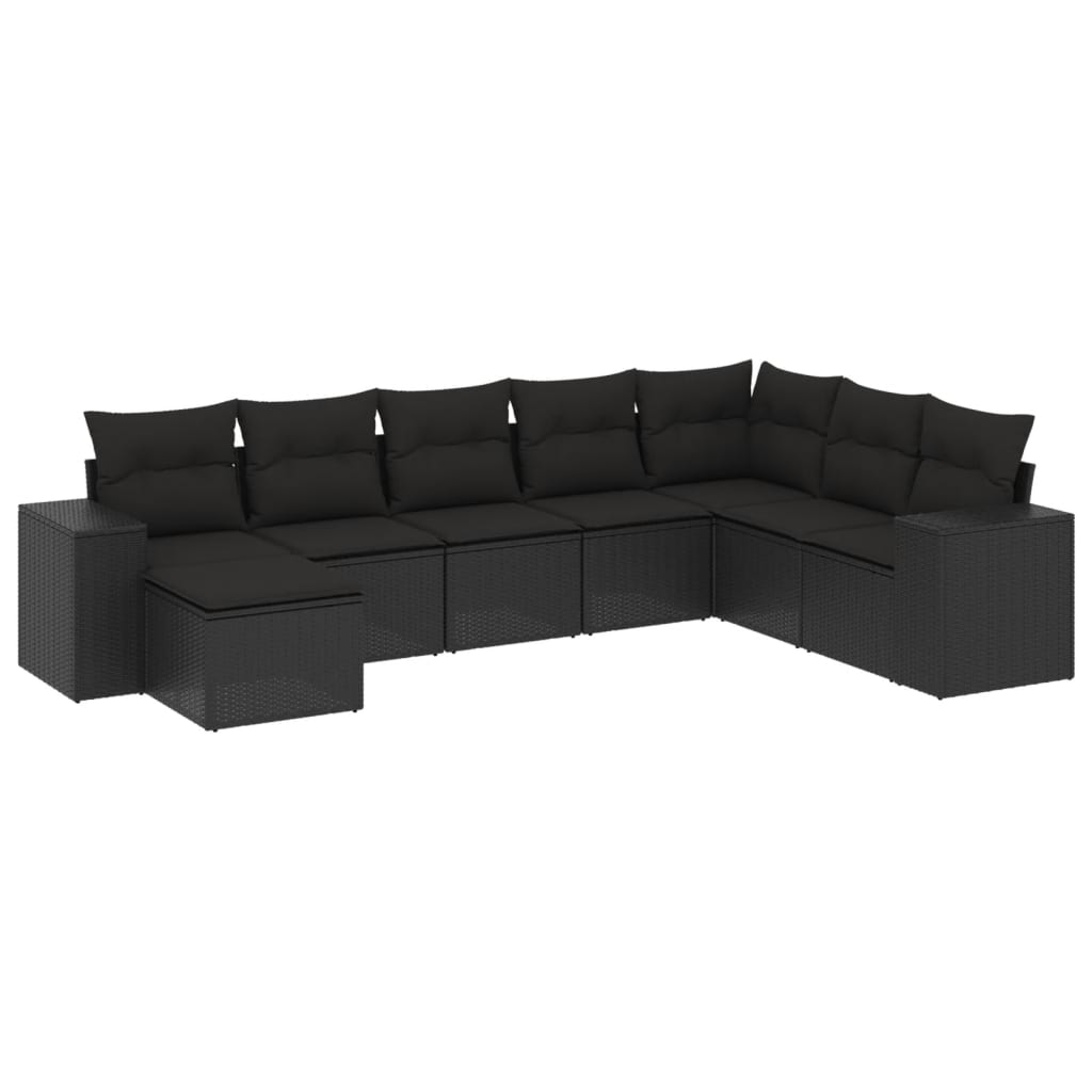 8-dijelni set vrtnih sofa od poliratana s jastucima crni