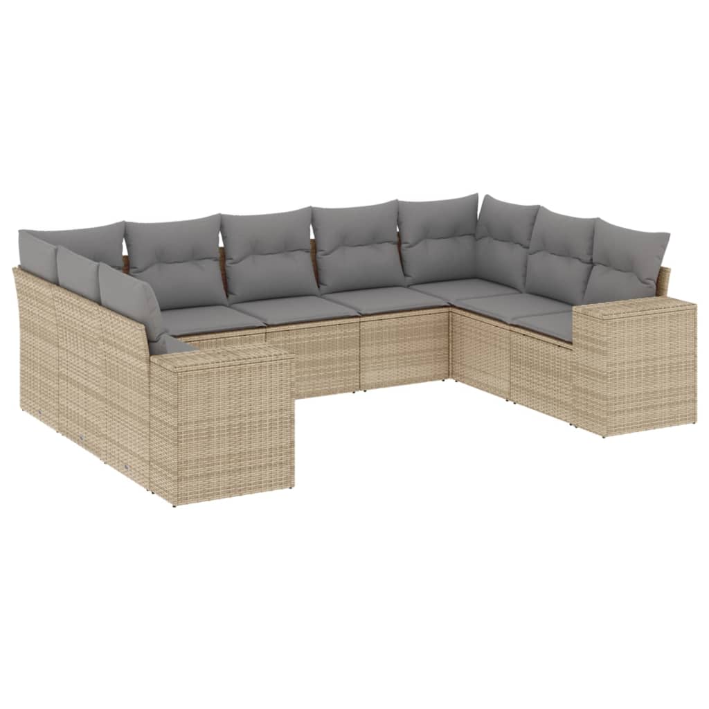 9-dijelni set vrtnih sofa s jastucima bež od poliratana