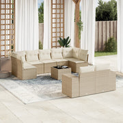 10-dijelni set vrtnih sofa s jastucima bež od poliratana 83 x 62 x 69 cm