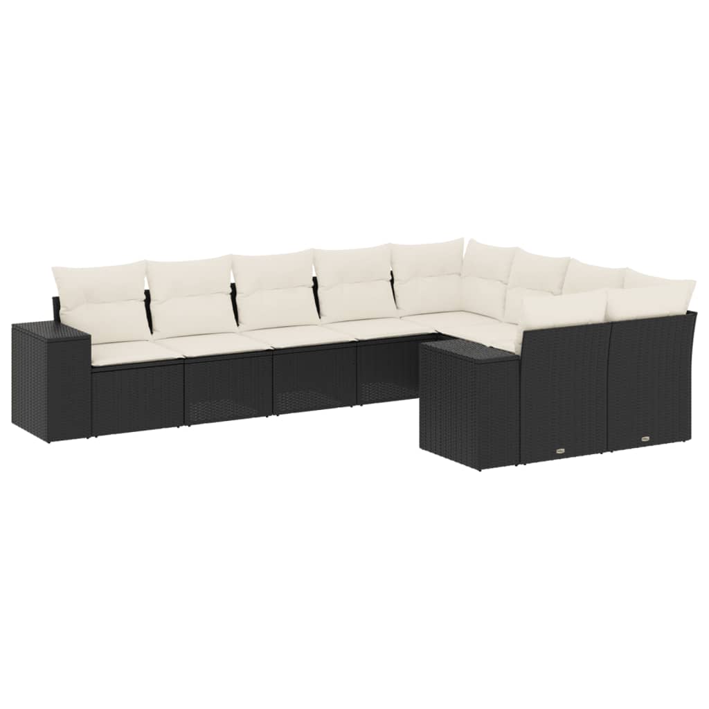 9-dijelni set vrtnih sofa s jastucima crni od poliratana