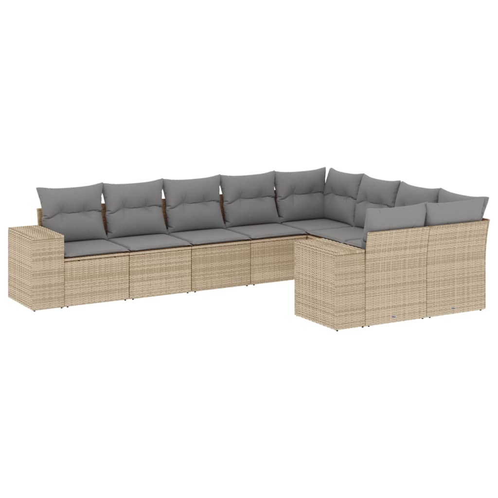 9-dijelni set vrtnih sofa s jastucima bež od poliratana