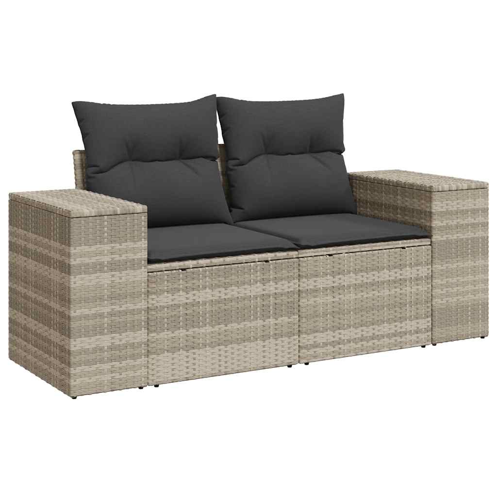 11-dijelni set vrtnih sofa poliratan s jastucima svijetlosivi
