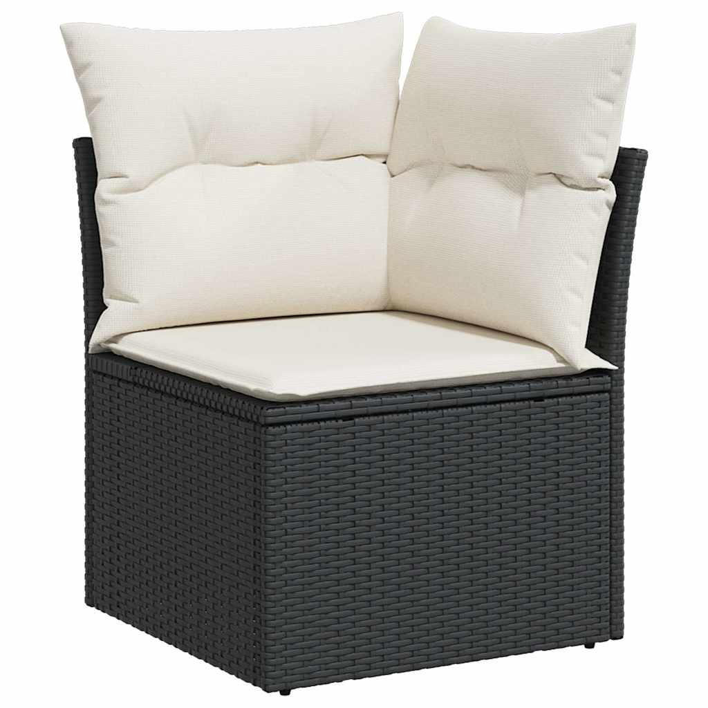 10-dijelni set vrtnih sofa s jastucima crni od poliratana