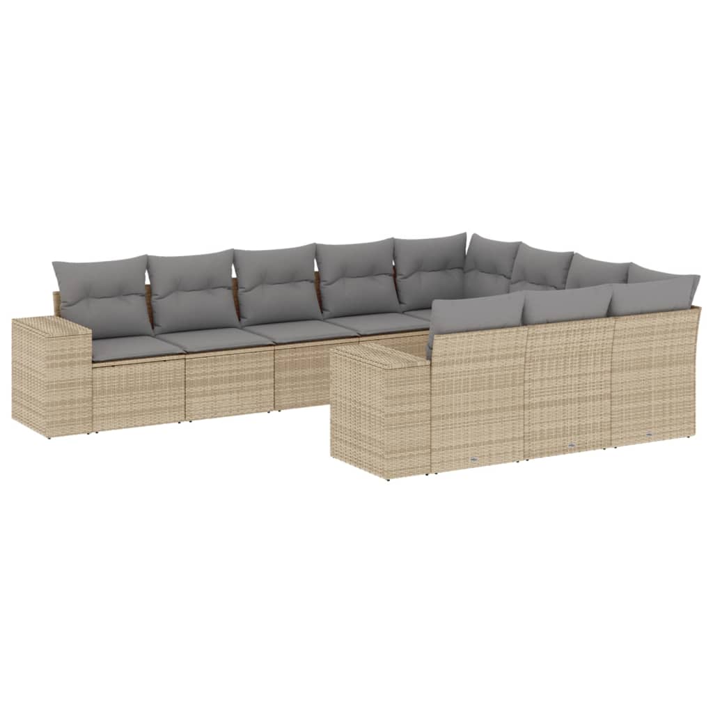 10-dijelni set vrtnih sofa s jastucima bež od poliratana