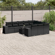 11-dijelni set vrtnih sofa od poliratana s jastucima crni