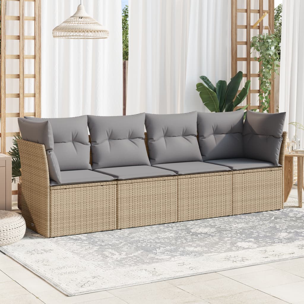 4-dijelni set vrtnih sofa s jastucima bež od poliratana