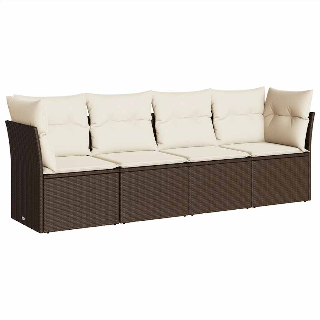 4-dijelni set vrtnih sofa od poliratana s jastucima smeđi
