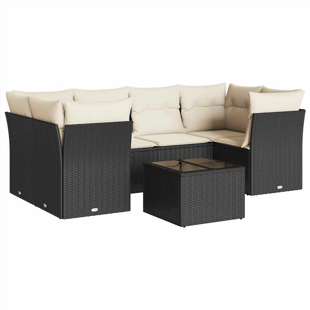 7-dijelni set vrtnih sofa od poliratana s jastucima crni