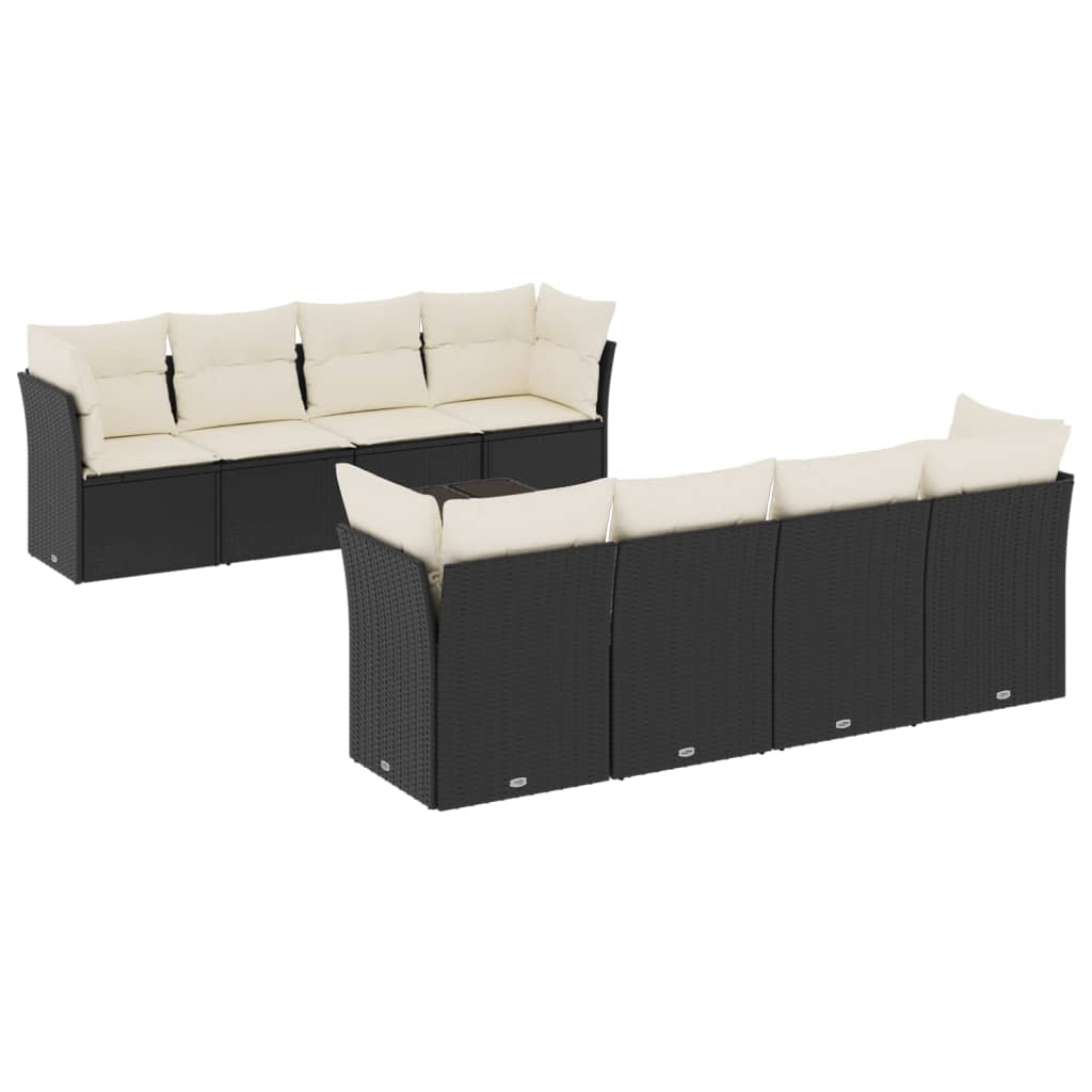 9-dijelni set vrtnih sofa s jastucima crni od poliratana