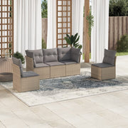 5-dijelni vrtni set sofa s jastucima bež od poliratana
