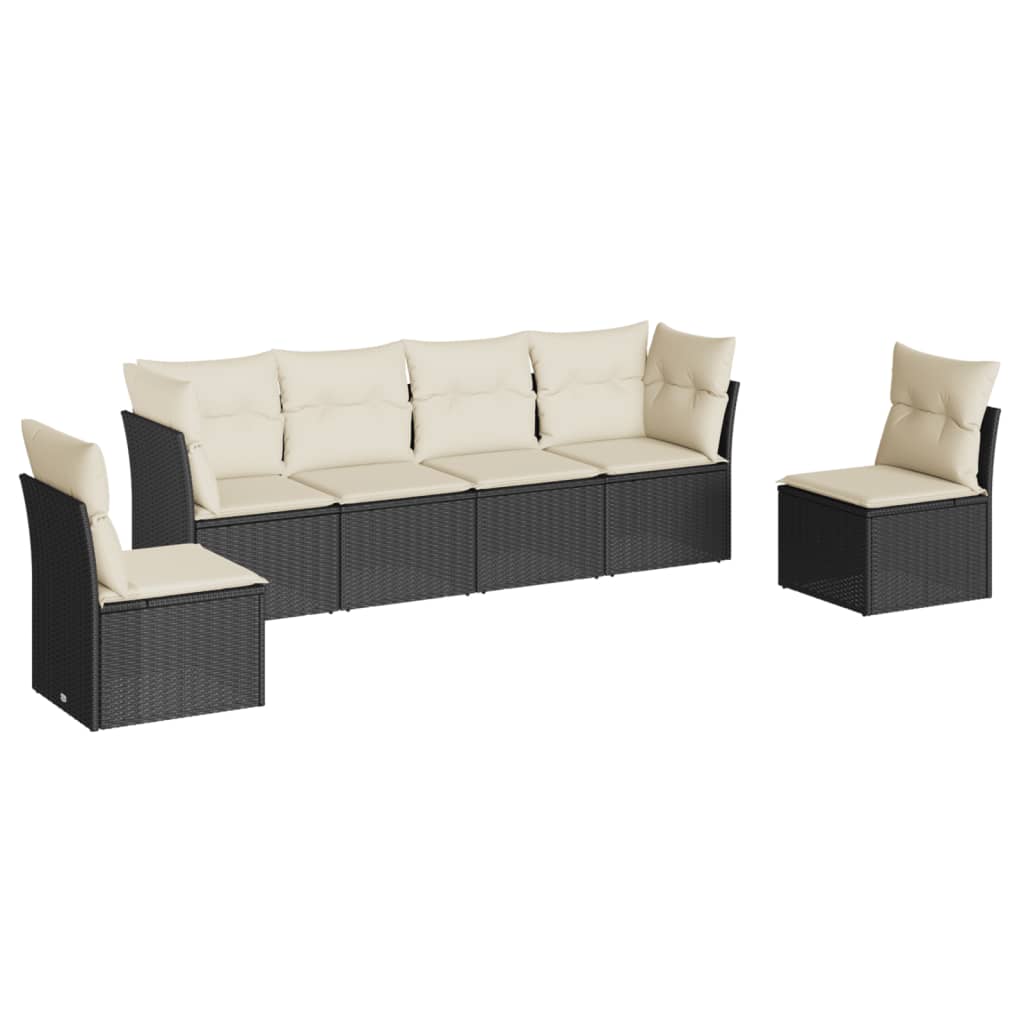 6-dijelni set vrtnih sofa s jastucima crni od poliratana
