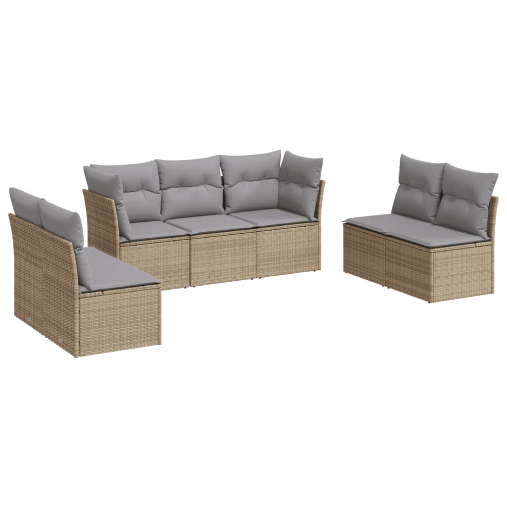 7-dijelni set vrtnih sofa od poliratana s jastucima bež 62 x 62 x 69 cm