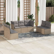 7-dijelni set vrtnih sofa od poliratana s jastucima bež 62 x 62 x 69 cm