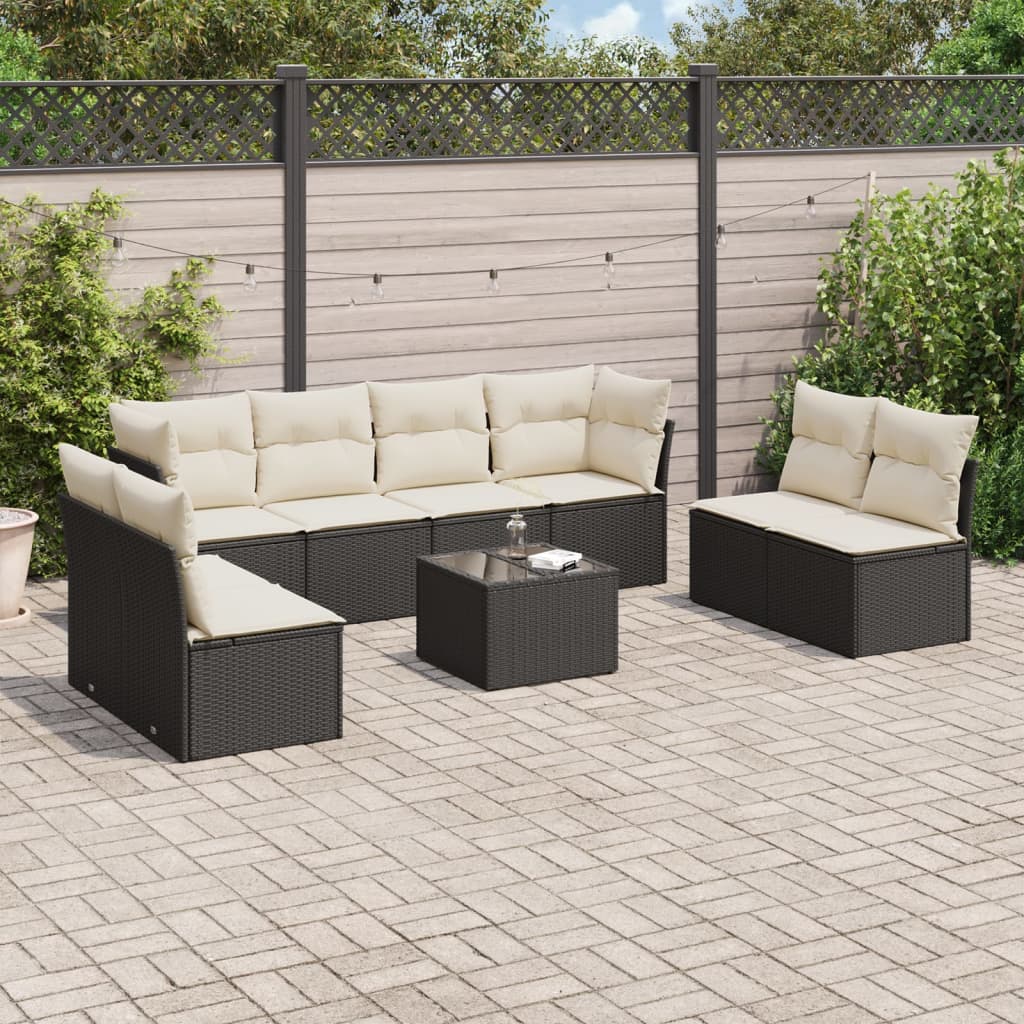 9-dijelni set vrtnih sofa s jastucima crni od poliratana