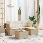 5-dijelni vrtni set sofa s jastucima bež od poliratana