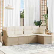 5-dijelni vrtni set sofa s jastucima bež od poliratana