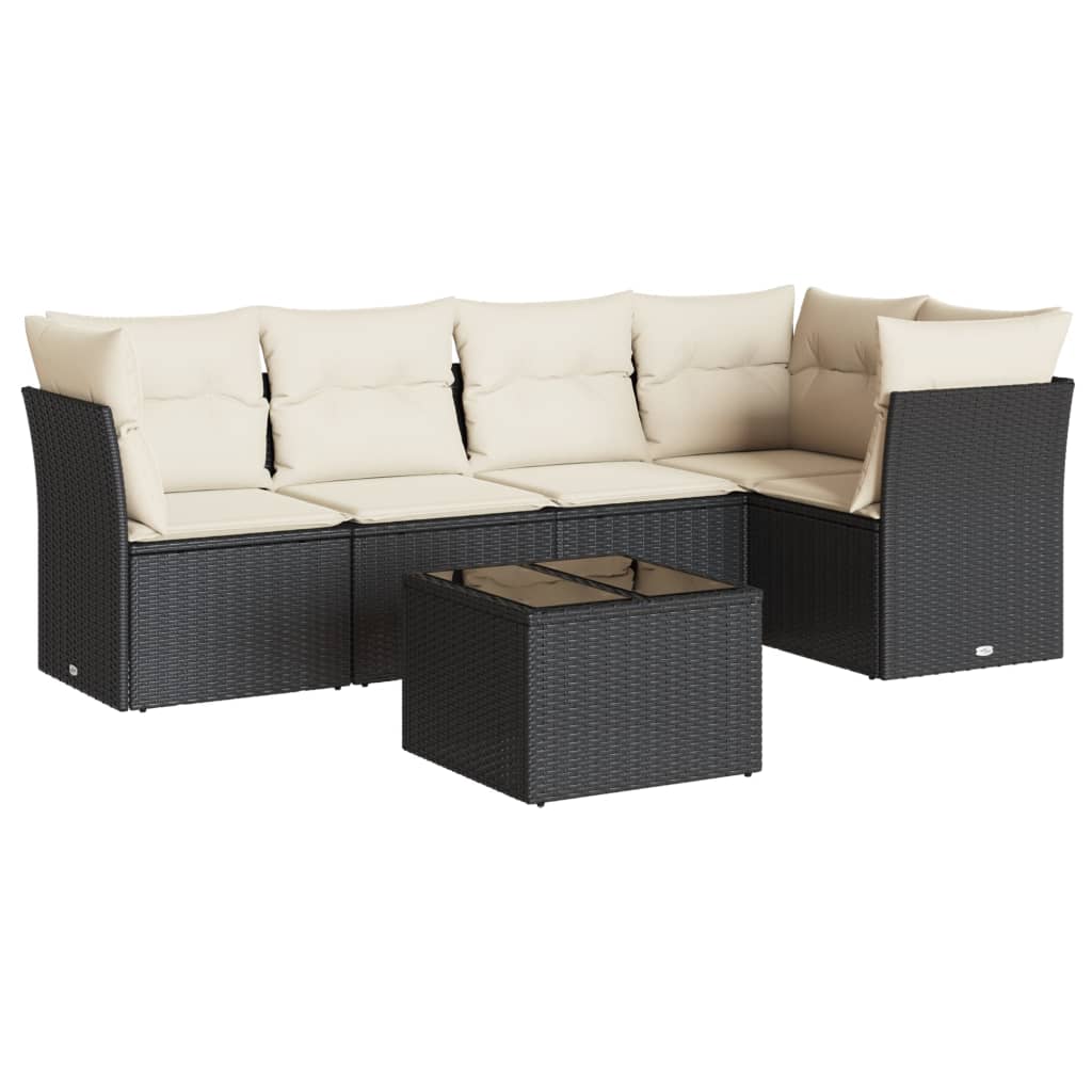 6-dijelni set vrtnih sofa s jastucima crni od poliratana