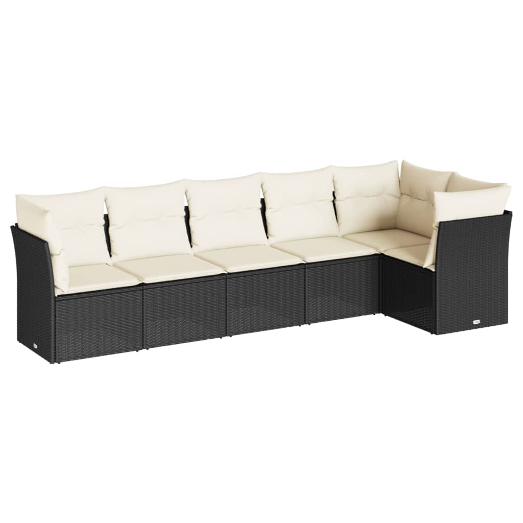 6-dijelni set vrtnih sofa s jastucima crni od poliratana