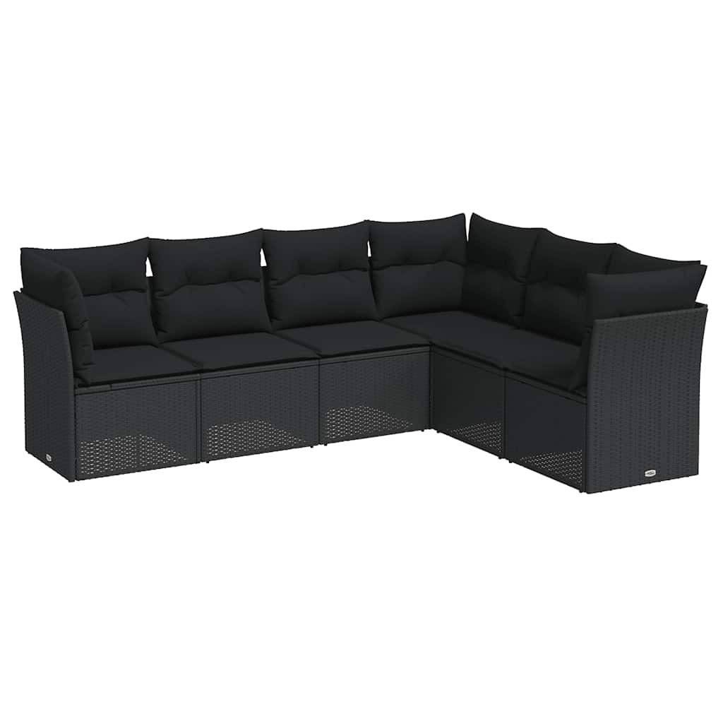 6-dijelni set vrtnih sofa s jastucima crni od poliratana