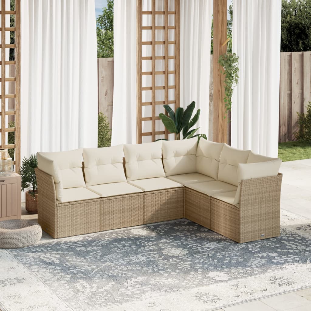 6-dijelni set vrtnih sofa s jastucima bež od poliratana