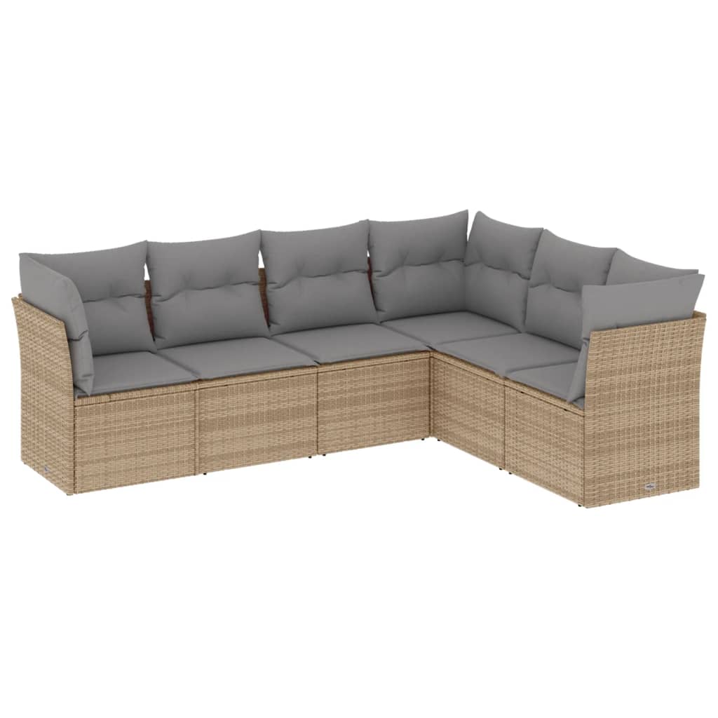 6-dijelni set vrtnih sofa s jastucima bež od poliratana