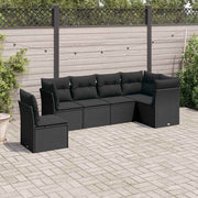 6-dijelni set vrtnih sofa s jastucima crni od poliratana