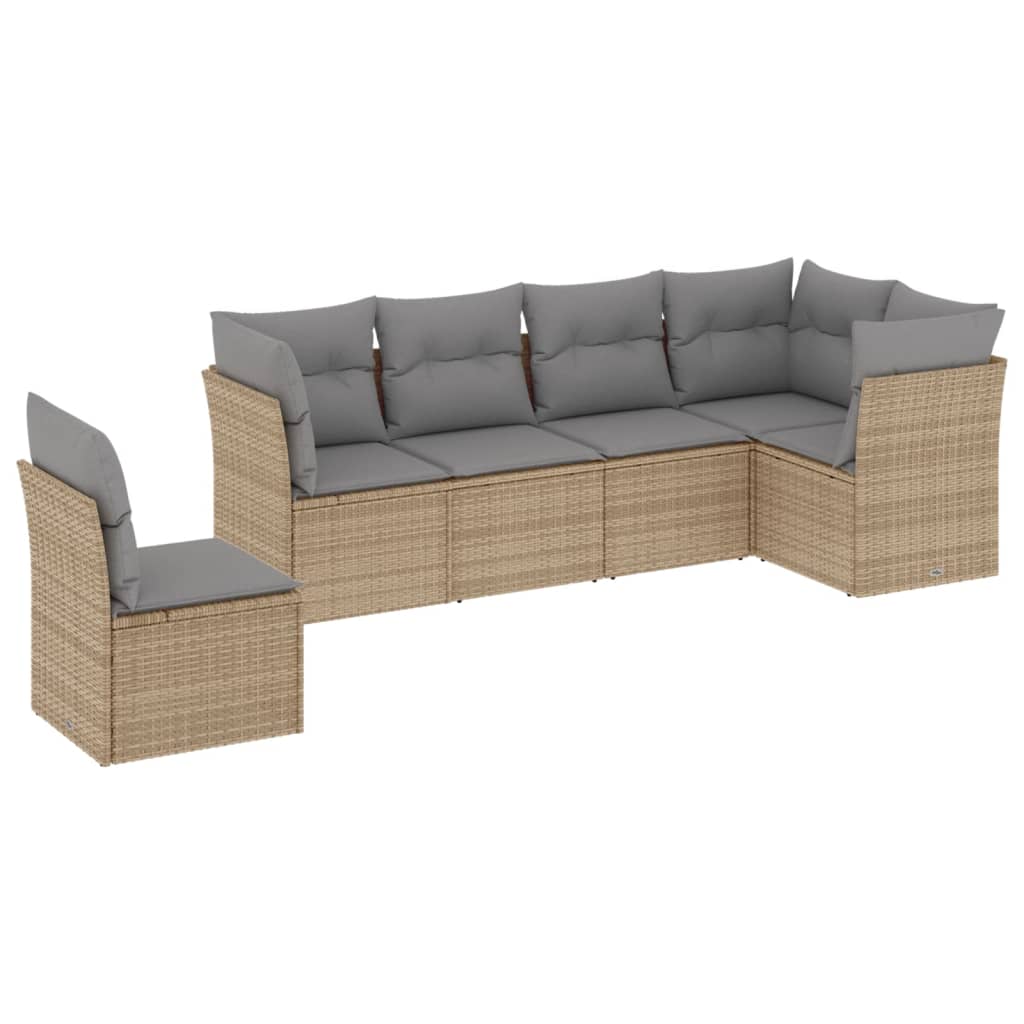 6-dijelni set vrtnih sofa s jastucima bež od poliratana
